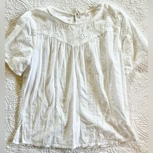 100% cotton Swiss dot eyelet short sleeve top